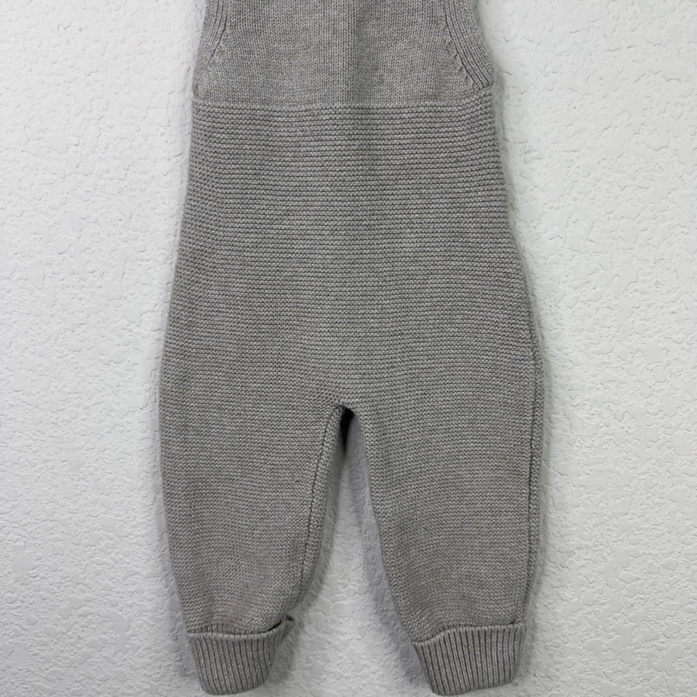 Jamie Kay Romper Kids 2Y Gray Cotton Knit Overalls Jumper Neutral Minimalist - Picture 4 of 7